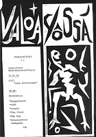 [mustavalkoinen juliste, jossa teksti 'Valoa y�ss�' ja kubistinen ihmishahmo]
