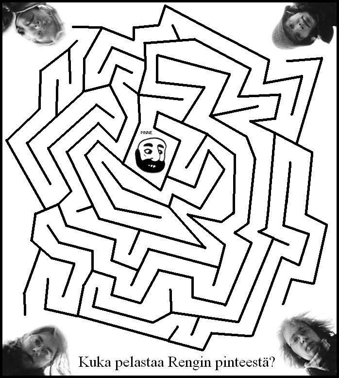 [labyrintti, jonka reunoilla Absoluuttisen Nollapisteen j�senet ja keskell� Renki "pinteess�"]